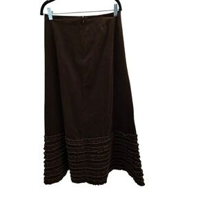 Per Una Marks Spencer Vintage‎ Corduroy Maxi Skirt Brown Ruffle Hem